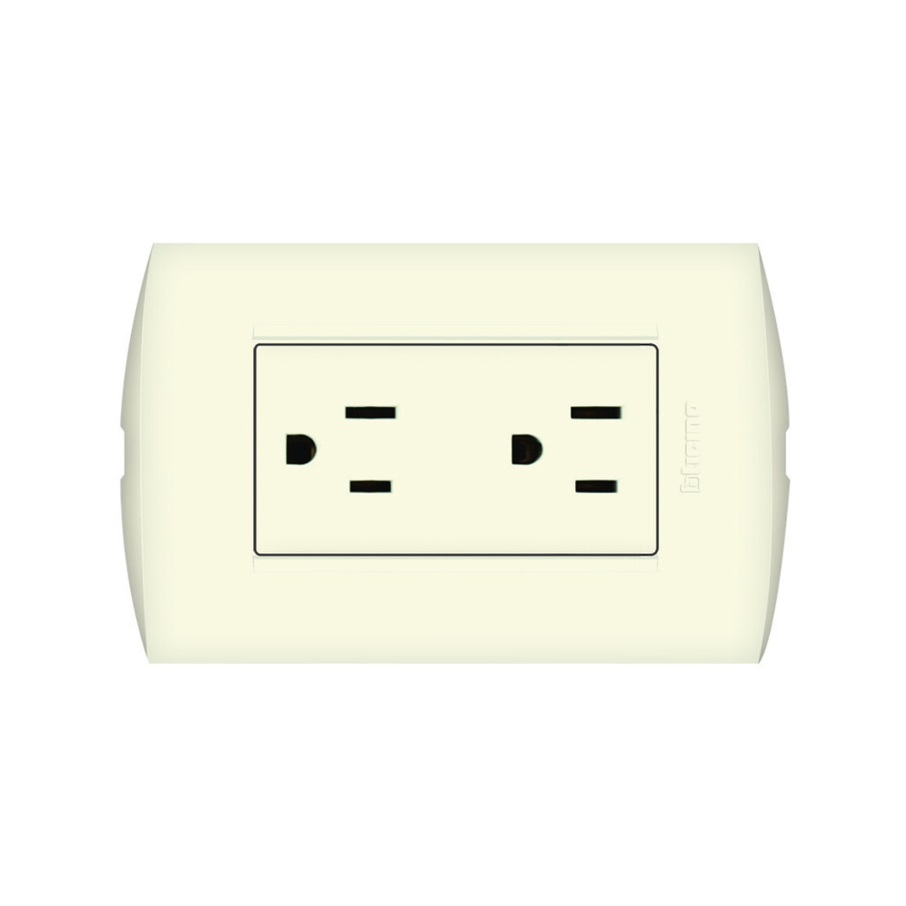 BTICINO Tomacorriente doble 2P+T 15A Marfil