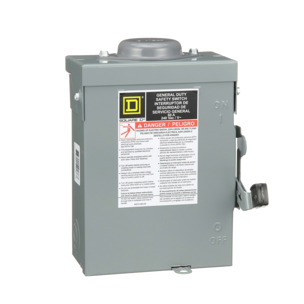 Interruptor de seguridad DU322RB, 3P, 60A, 240V, Nema 3R