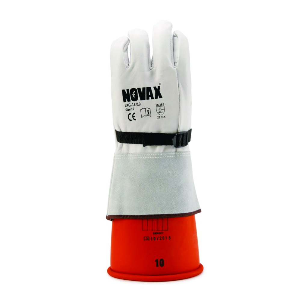 NOVAX Guantes de protección de cuero 13", clase 2,3,4, talla 9