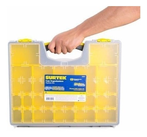 SURTEK Caja de herramientas organizadora plástica de 16.5"x13"x3"