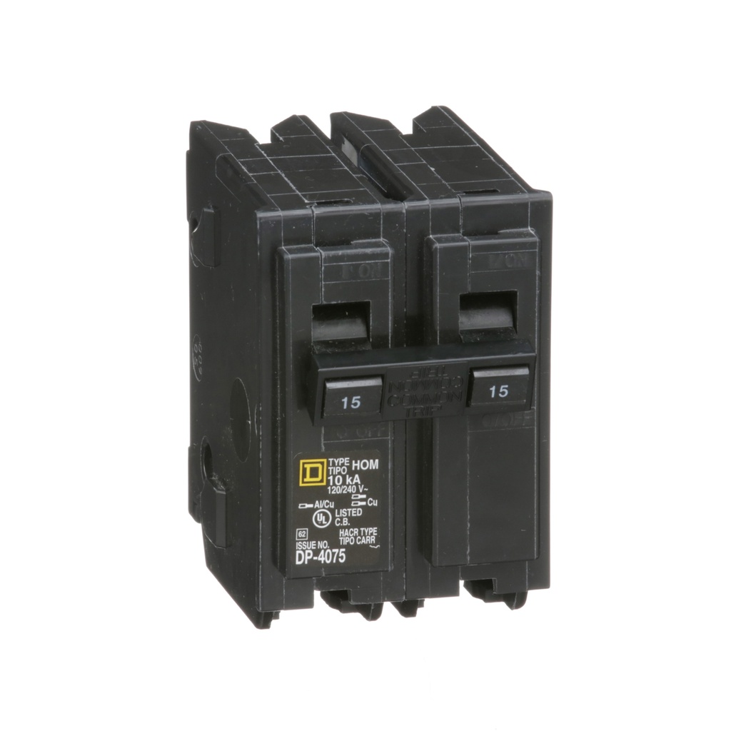 Breaker termomagnético de enchufar HOM215, 2P, 15A, 120/240VAC, 10kA, HomeLine®