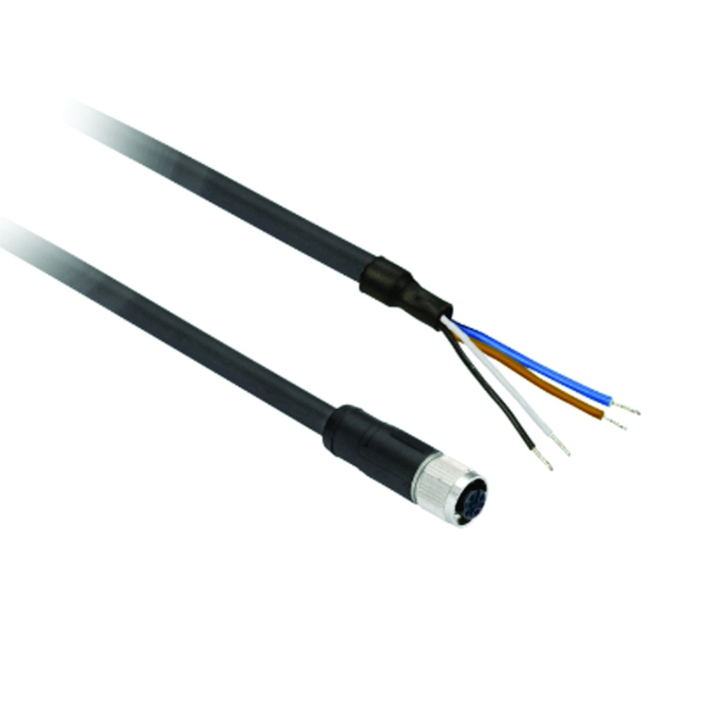 Cable de Sensor, Barrera de Luz, M12 Hembra, Extremo Libre,4 Posiciones, 2 metros