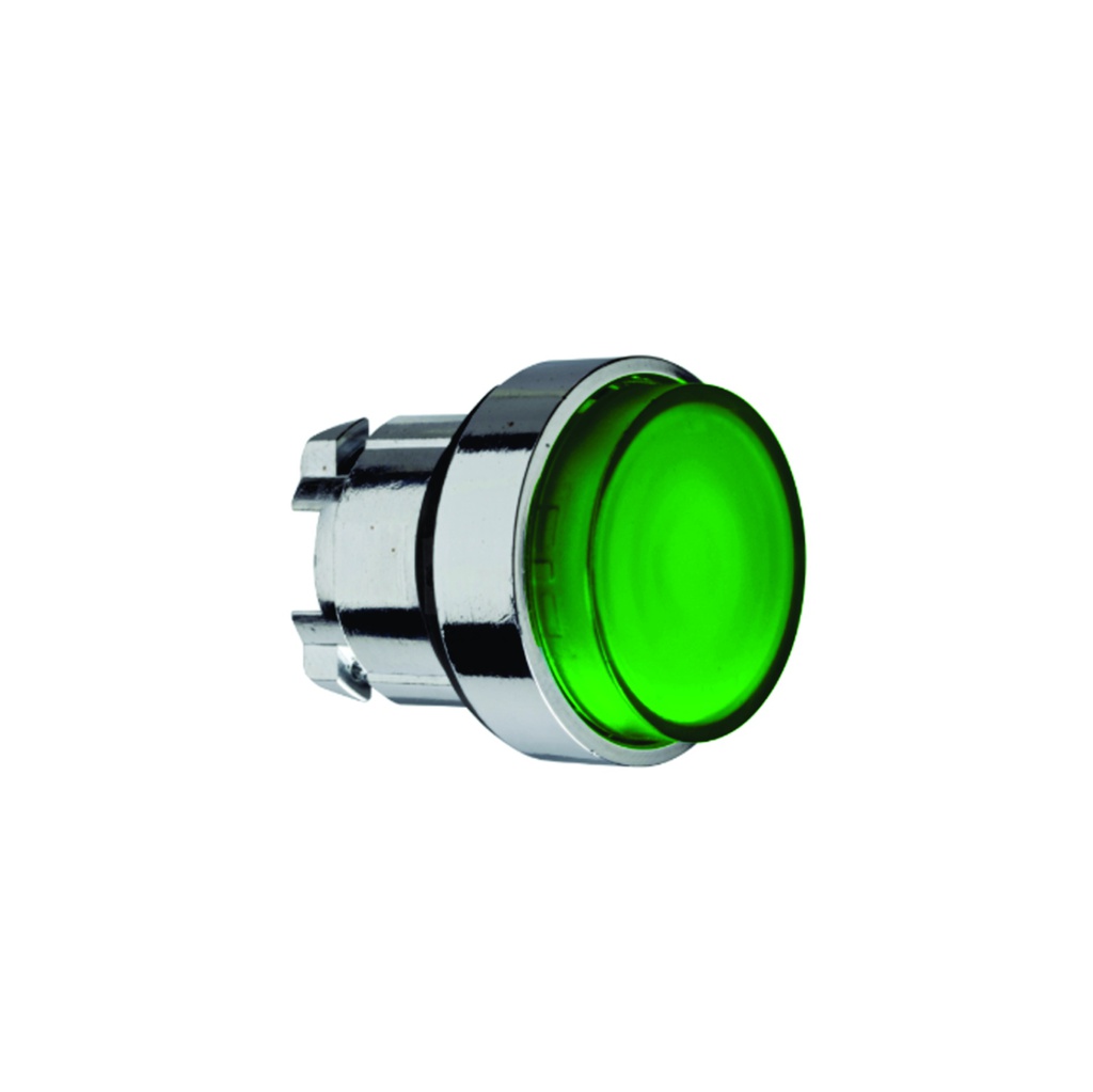 Cabeza para pulsador iluminado LED integrado, verde, 22mm, Harmony XB4