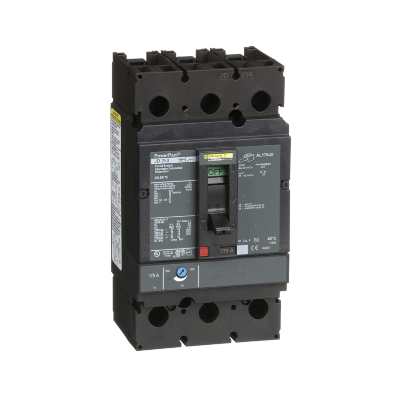 Breaker termomagnético industrial JDL36175, 3P, 175A, 600V,14kA