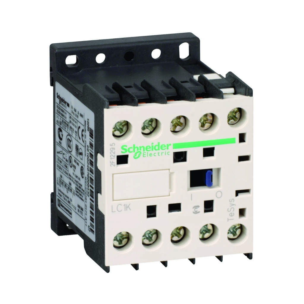 Mini contactor 6A, 3P, bobina de 230→240V AC, AC-3 <= 440V,60 HZ, 1NO auxiliar, TeSys K