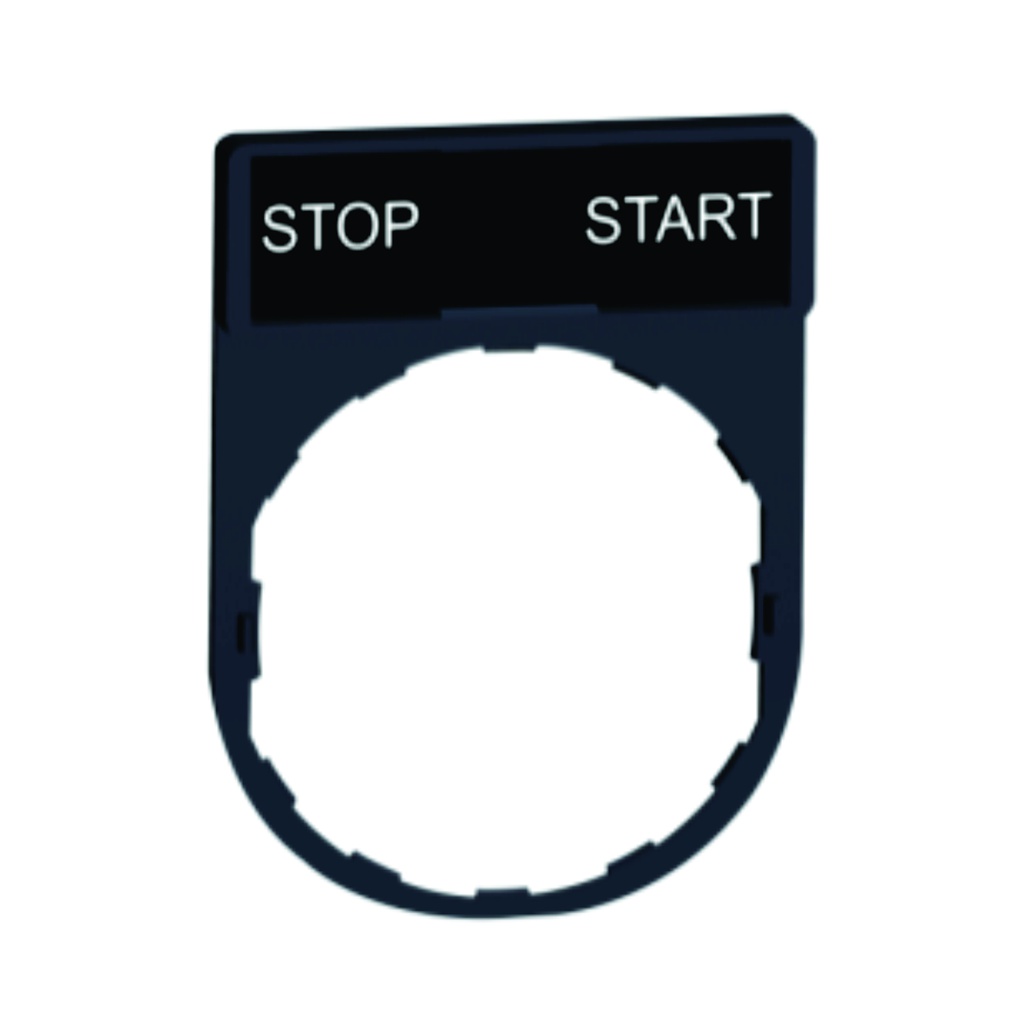 Porta-etiqueta para pulsador 30 x 40mm con etiqueta "STOP-START" de 8 x 27mm, plástico, Harmony XB5 y Harmony XB4