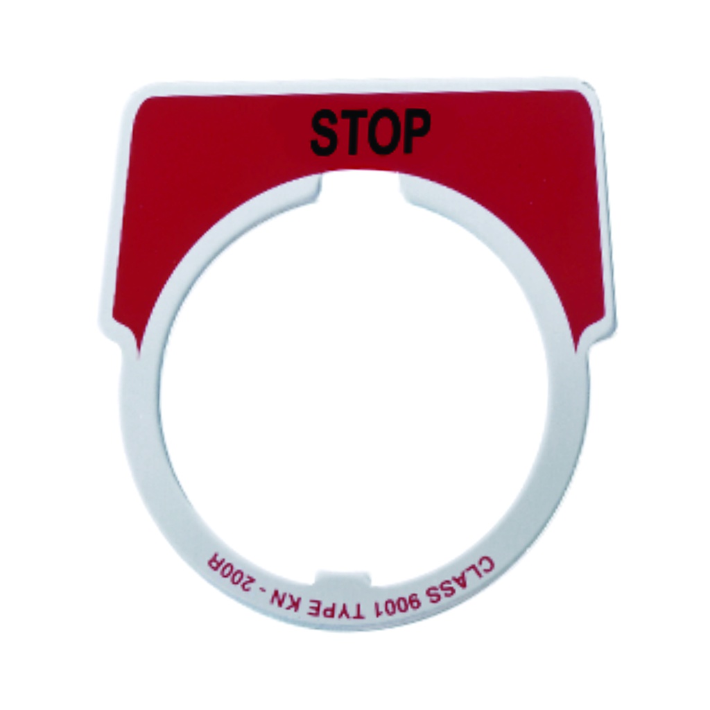 Porta-etiqueta para pulsador 30mm con etiqueta "STOP" de 40x 43mm, aluminio, Harmony 9001K