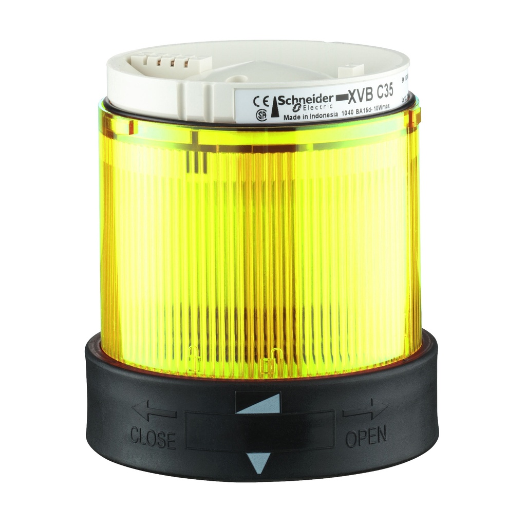 Unidad iluminada intermitente para banco de indicadores LEDintegrado, amarillo, plástico, 70mm, 120V CA, Harmony XVB Universal