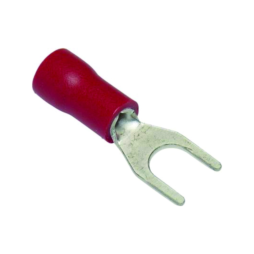 Terminal en U aislado SV1.25-3.5 rojo para cable 22-16 AWG y tornillo # 6