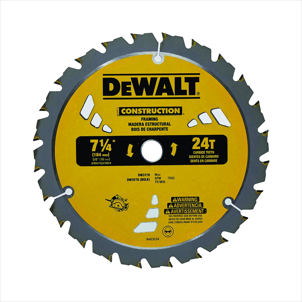 DEWALT Disco de corte de 7¼" x 24T