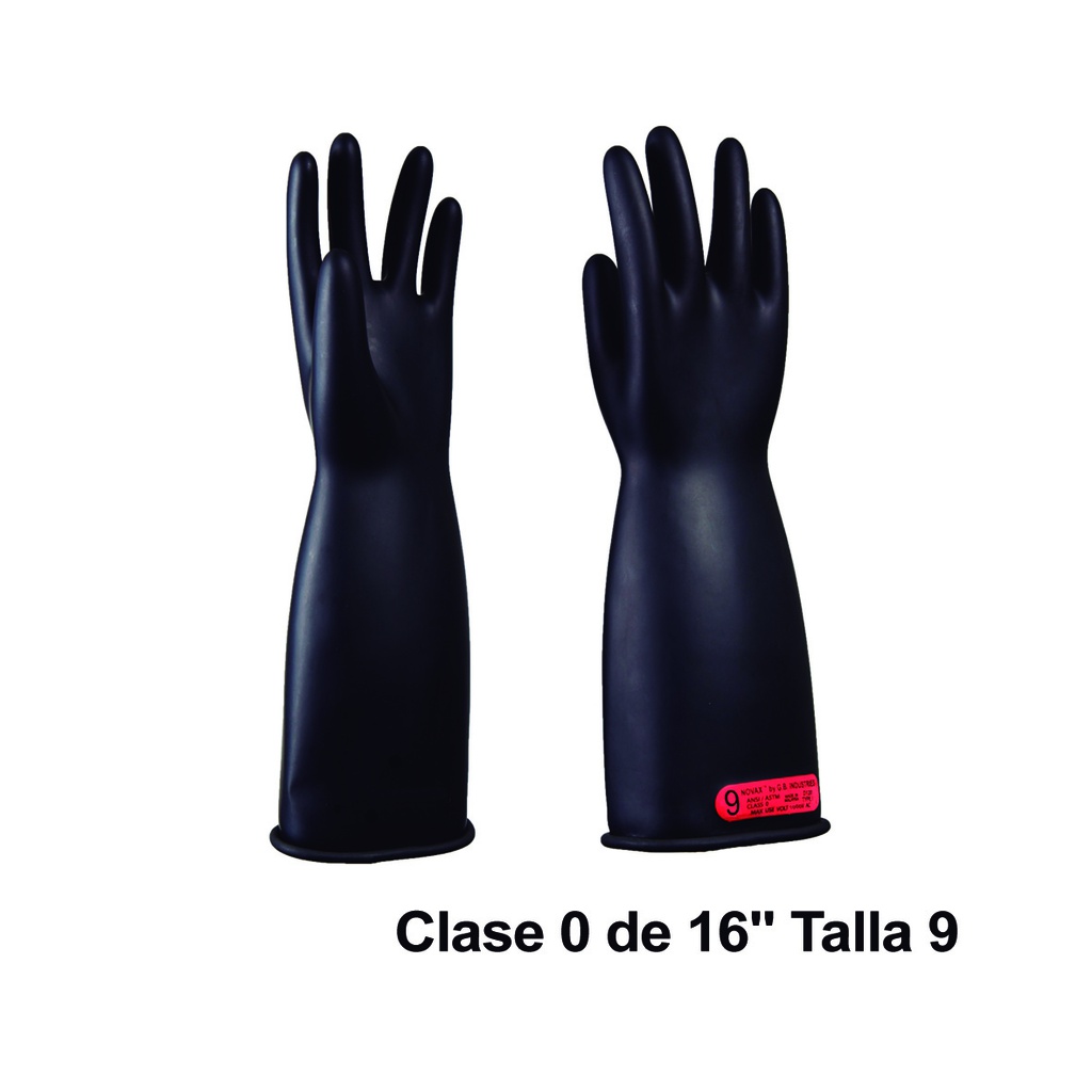 NOVAX Guantes de protección de hule 16", clase 0, hasta 1000Vac, talla 9