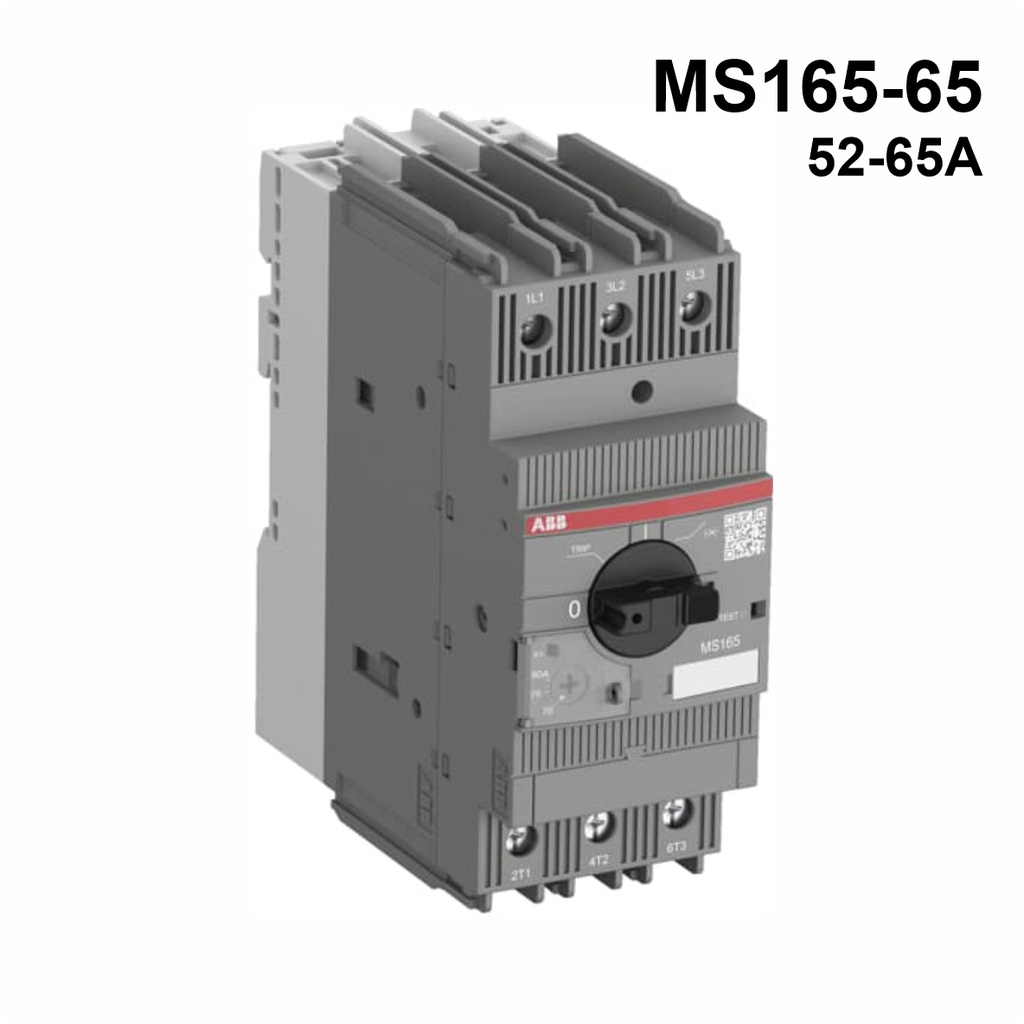 Guardamotor termomagnético MS165-65 con terminales de abrazadera detornillo, 52→65A, 3P, 30kW, 208→690VCA, -20→+60°C, 60HZ