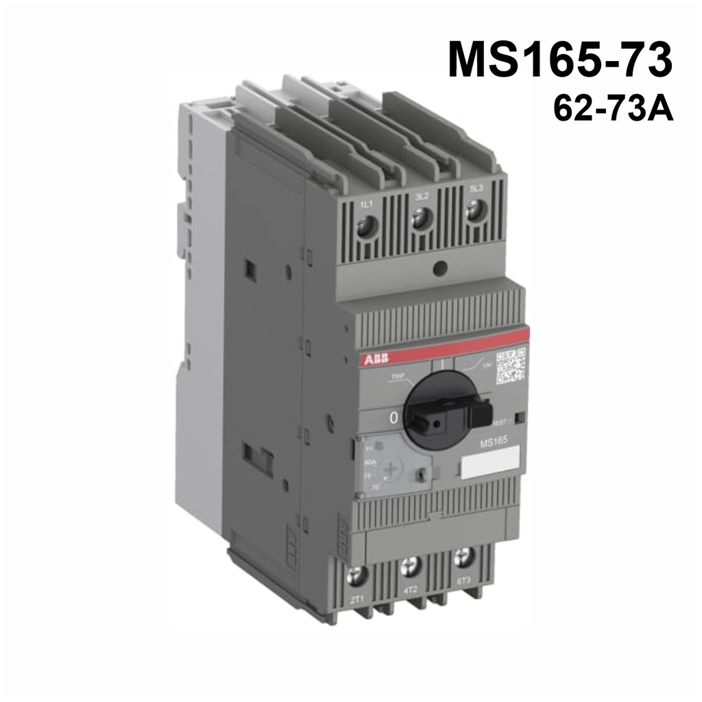 Guardamotor termomagnético MS165-73 con terminales de abrazadera detornillo, 62→73A, 3P, 37kW, 208→690VCA, -25→+60°C, 60HZ