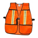 SURTEK Chaleco de seguridad de tela naranja con correas ajustables y cintas reflejantes
