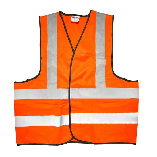 [HER.07.084] [137377] SURTEK Chaleco de seguridad de tela naranja con cintas reflejantes