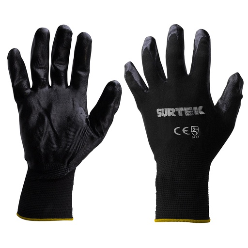 [HER.02.050] SURTEK Guantes de nylon con recubrimiento de nitrilo talla M