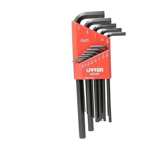 [HER.04.462] [4972R] URREA Juego de 13 llaves hexagonales "L" en pulgadas rack