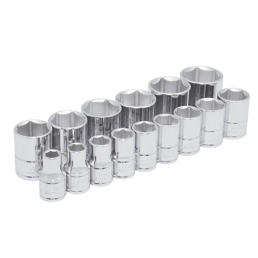 [HER.04.555] [54110] URREA Juego de 15 dados en pulgadas 1/2" 6 puntas en riel