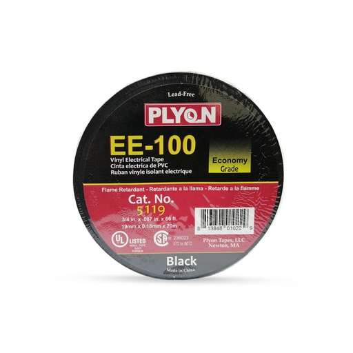 [CIN.01.018] [EE-100] Cinta aislante ¾" x 66' UL LISTED negro