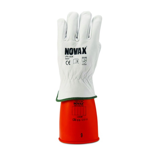 [HER.05.084] [LPG-10-9] NOVAX Guantes de protección de cuero 10", clase 0, talla 9