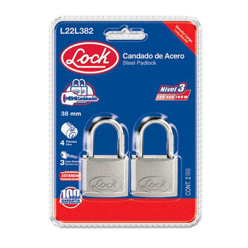 [HER.04.655] [L22L382] LOCK Juego de  2 Candados 38 mm