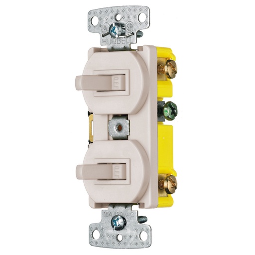 [WIR.03.099] HUBBELL RC101LA Interruptor doble 15A, 120V, light almond