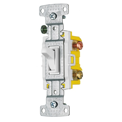 [WIR.03.137] HUBBELL RS315W Interruptor vaivén 3 vías, 15A, 120V AC, blanco