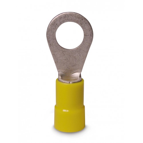 [CAB.09.059] [RV5.5-4] Terminal de ojo aislado RV5.5-4 amarillo para cable 12-10 AWG, KO 3/16"