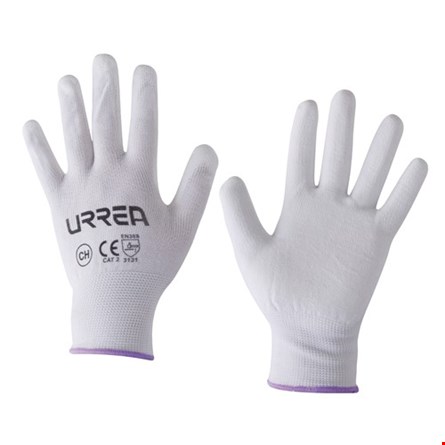 [HER.04.245] [USGPX] URREA Guantes de nylon con recubrimiento de poliuretano espumoso blancos talla XL