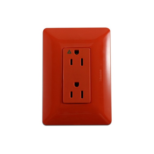 [AUT.01.646] BTICINO Tomacorriente Matix doble aislado 2P+ T, 15A, 127-277V, 60Hz, naranja