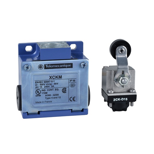 [AUT.02.064] [XCKM115H29] Interruptor de final de carrera XCKM con palanca de rodillotermoplástico, 1NC + 1NO, acción rápida, M20, OsiSense XC