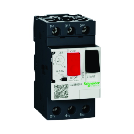 [AUT.01.443] [GV2ME07] Guardamotor termomagnético GV2ME con terminales de abrazadera de tornillo, 3P, 1.6-2.5A, TeSys