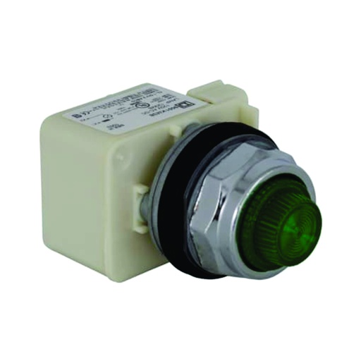 [AUT.04.180] [9001-KP38G31] Luz piloto 9001-KP38G31 con bombillo incandescente BA 9s, verde, plástico, 30mm, transformador 120V CA, conexión por tornillo, Harmony 9001K