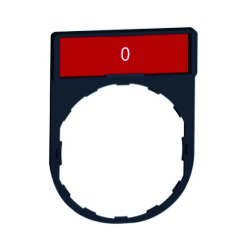 [AUT.04.102] Porta-etiqueta para pulsador 30 x 40mm con etiqueta "0" de 8 x 27mm, plástico, Harmony XB5 y Harmony XB4