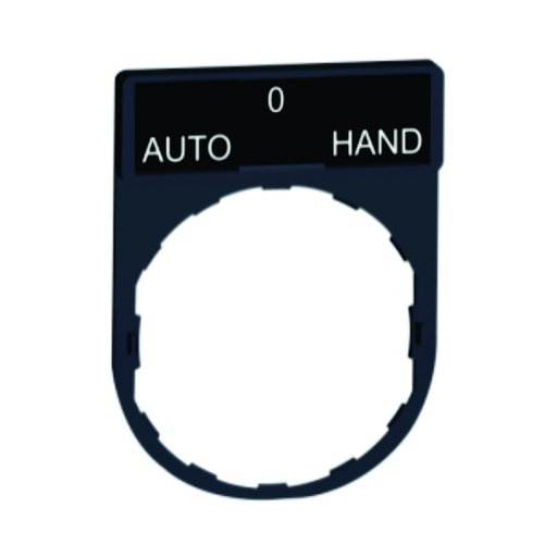 [AUT.04.113] [ZBY2385] Porta-etiqueta para pulsador 30 x 40mm con etiqueta "AUTO-0-HAND" de 8 x 27mm, plástico, Harmony XB5 y Harmony XB4
