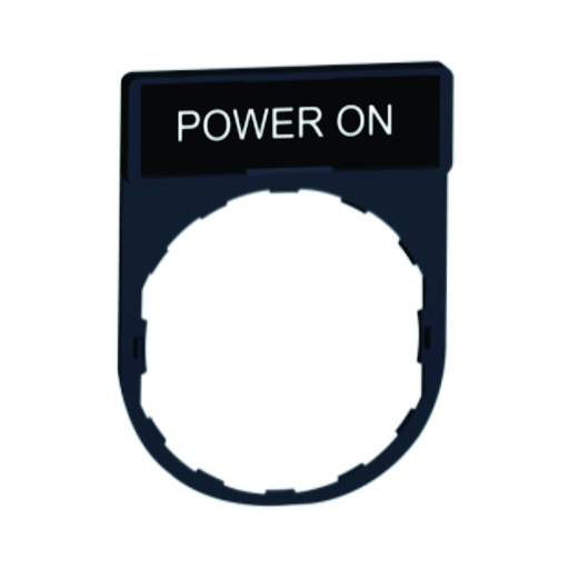 [AUT.04.116] Porta-etiqueta para pulsador 30 x 40mm con etiqueta "POWER ON" de 8 x 27mm, plástico, Harmony XB5 y Harmony XB4