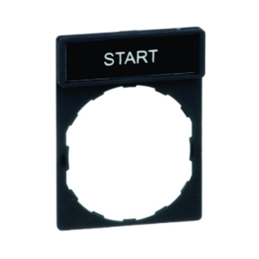 [AUT.04.117] Porta-etiqueta para pulsador 30 x 40mm con etiqueta "START"de 8 x 27mm, plástico, Harmony XB5 y Harmony XB4