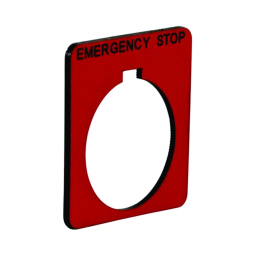 [AUT.01.590] [9001KN205RP] Porta-etiqueta para pulsador 30mm con etiqueta "EMERGENCY STOP" de 40 x 43mm, aluminio, Harmony 9001K