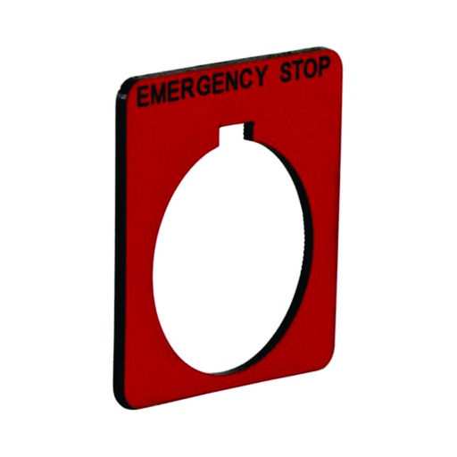 [AUT.01.590] Porta-etiqueta para pulsador 30mm con etiqueta "EMERGENCY STOP" de 40 x 43mm, aluminio, Harmony 9001K