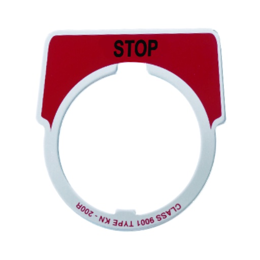 [AUT.01.592] Porta-etiqueta para pulsador 30mm con etiqueta "STOP" de 40x 43mm, aluminio, Harmony 9001K