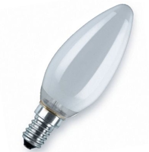 [ILU.06.590] [104019035] SYLVANIA Bombillo tipo vela 40W, 120V, rosca E14, opaco