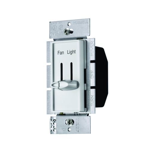 [WIR.03.042] [RS2LFSQW] HUBBELL RS2LFSQW Control de velocidad para ventilador de 3 velocidades y dimmer 1.5A, 120V, blanco