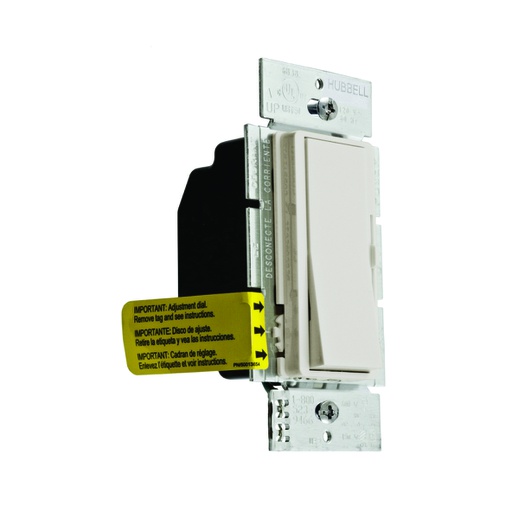 [WIR.03.061] HUBBELL RDVCL153PLA Dimmer e interruptor decorativo para CFL y LED, 3 vías, 1 gang, vertical, light almond