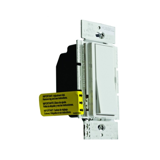 [WIR.03.562] [RDVCL153PW] HUBBELL RDVCL153PW Dimmer e interruptor decorativo para CFLy LED, 3 vías, 1 gang, vertical, blanco