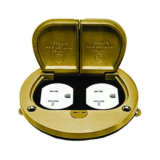 [WIR.03.736] [705503-C] Caja para piso sencilla redonda para 1 toma doble, 1 Gang, brass, UL
