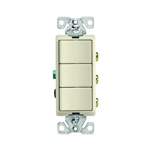 [WIR.03.790] Interruptor triple decorativo 15A, 120-277V, light almond, UL