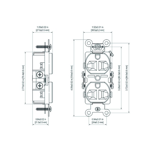 [WIR.03.805] Tomacorriente doble grado industrial, 20A, 250V, NEMA 6-20R, light almond, UL