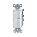 Interruptor doble decorativo 15A, 120-277V, blanco, 3 way, UL