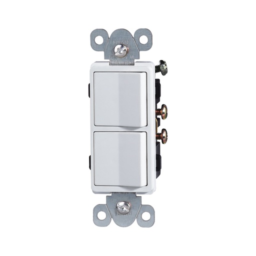 [WIR.03.814] Interruptor doble decorativo 15A, 120-277V, blanco, 3 way, UL
