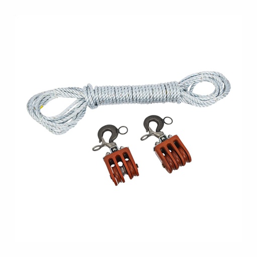 [HER.01.132] [C400-0925] CHANCE Poleas dobles y triples con 150' de cuerda Samson SSR-100-3 de ½"